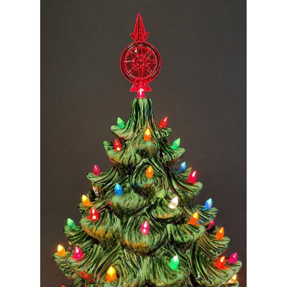 Red Plastic Christmas Tree Topper Light Cover Starburst‎ Finial 4" MCM Holiday